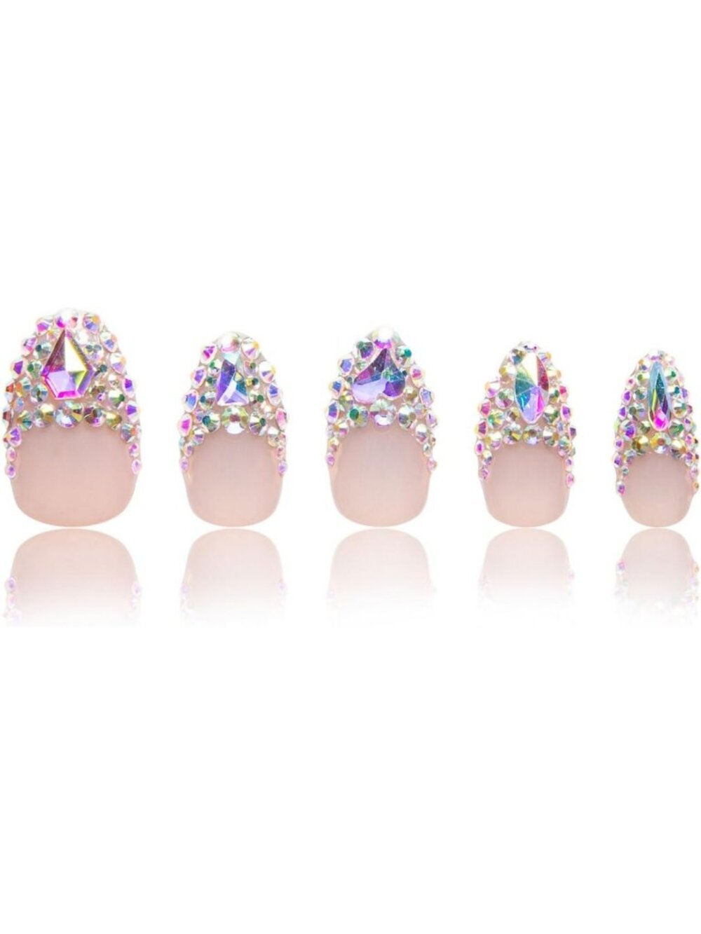 Glamorous Almond Press-On Nails with Rhinestones | Reusable Full-Coverage Design